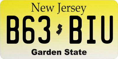 NJ license plate B63BIU