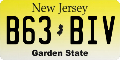 NJ license plate B63BIV