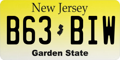 NJ license plate B63BIW