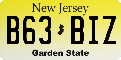 NJ license plate B63BIZ