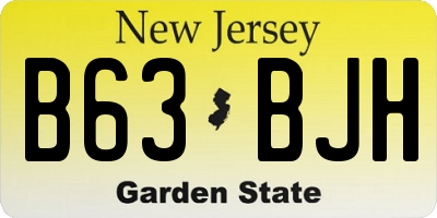 NJ license plate B63BJH