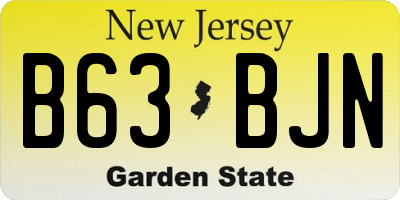 NJ license plate B63BJN