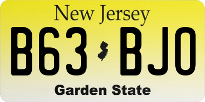 NJ license plate B63BJO