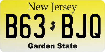 NJ license plate B63BJQ