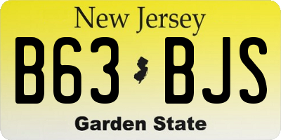 NJ license plate B63BJS