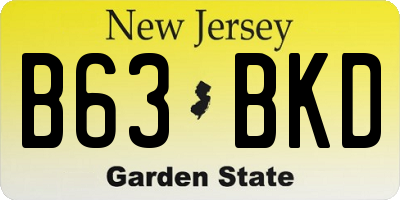 NJ license plate B63BKD