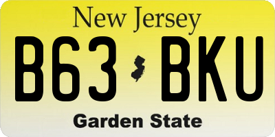 NJ license plate B63BKU