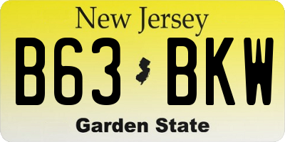 NJ license plate B63BKW