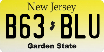 NJ license plate B63BLU