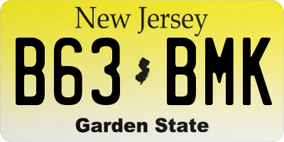 NJ license plate B63BMK