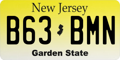 NJ license plate B63BMN