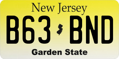 NJ license plate B63BND