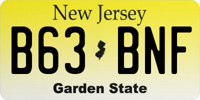 NJ license plate B63BNF