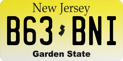 NJ license plate B63BNI