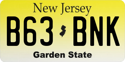 NJ license plate B63BNK