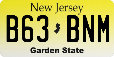 NJ license plate B63BNM