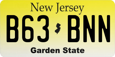 NJ license plate B63BNN
