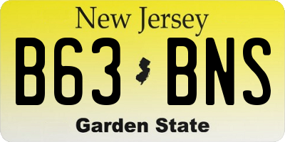 NJ license plate B63BNS