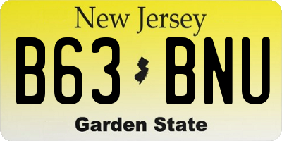 NJ license plate B63BNU