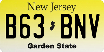 NJ license plate B63BNV