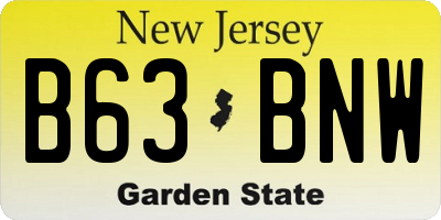 NJ license plate B63BNW