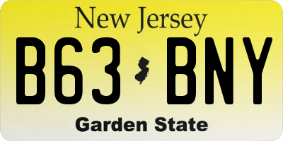 NJ license plate B63BNY