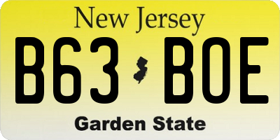 NJ license plate B63BOE