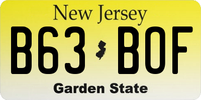 NJ license plate B63BOF