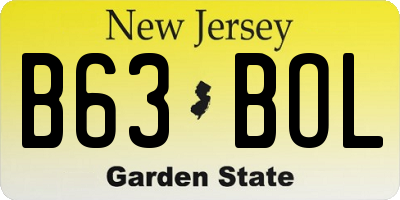 NJ license plate B63BOL