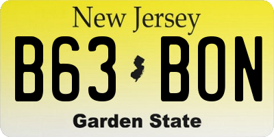 NJ license plate B63BON