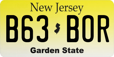 NJ license plate B63BOR