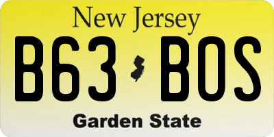 NJ license plate B63BOS