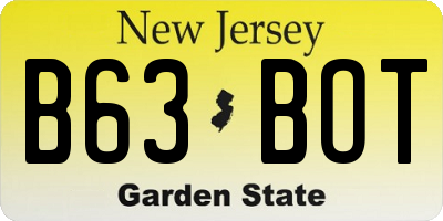 NJ license plate B63BOT