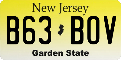 NJ license plate B63BOV