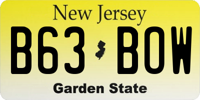 NJ license plate B63BOW