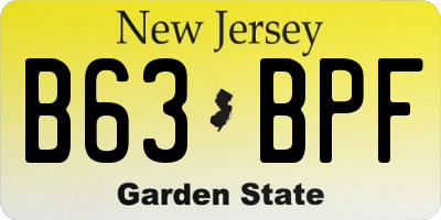 NJ license plate B63BPF