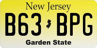 NJ license plate B63BPG