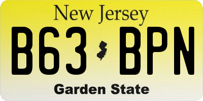 NJ license plate B63BPN