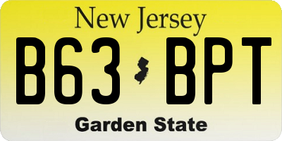 NJ license plate B63BPT