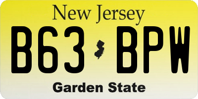 NJ license plate B63BPW