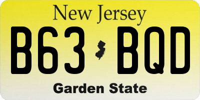 NJ license plate B63BQD