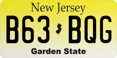 NJ license plate B63BQG
