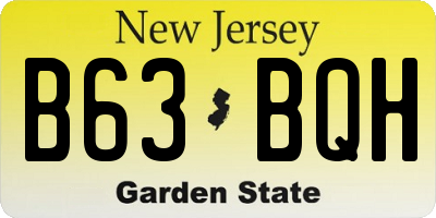 NJ license plate B63BQH