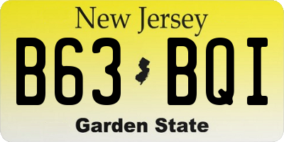 NJ license plate B63BQI