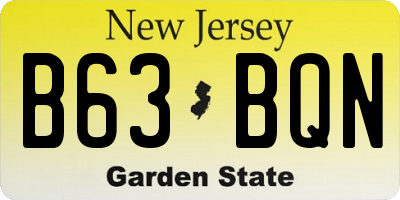 NJ license plate B63BQN