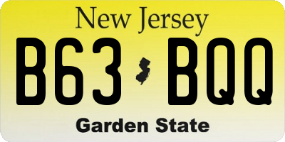 NJ license plate B63BQQ