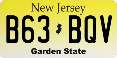 NJ license plate B63BQV