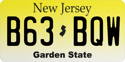 NJ license plate B63BQW