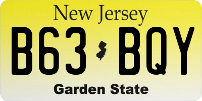 NJ license plate B63BQY