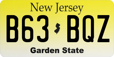 NJ license plate B63BQZ